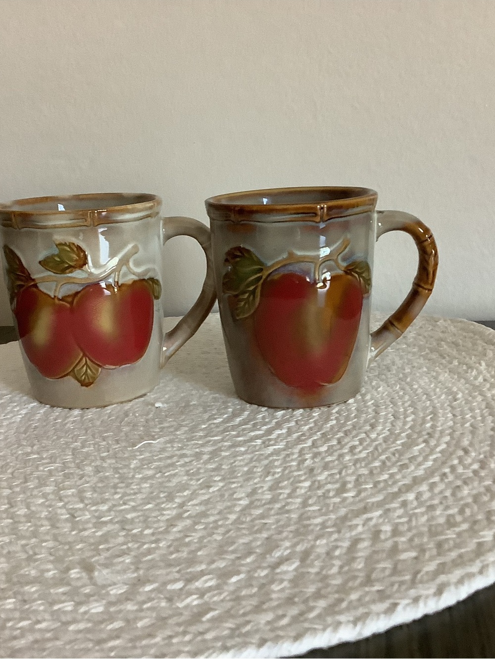 Ceramic Apple Accent Mug - Red and Brown